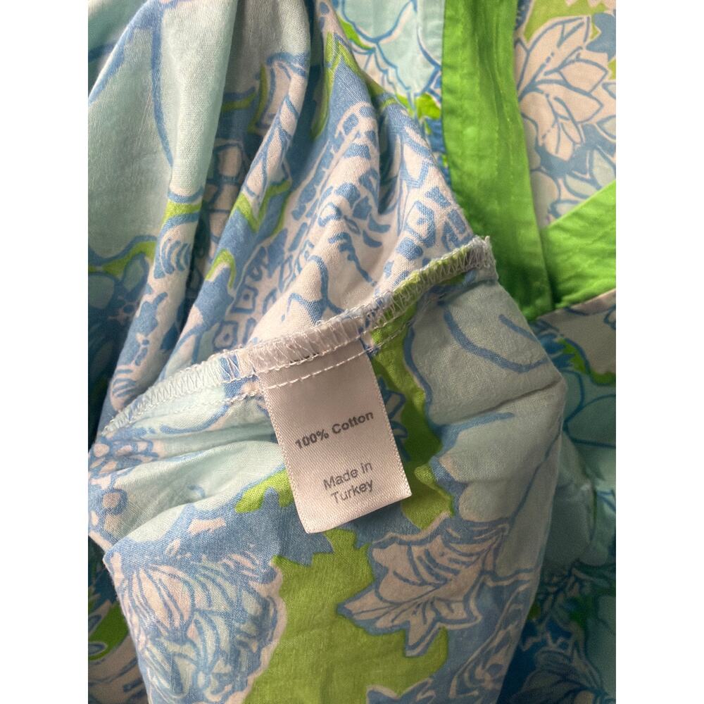 Lilly Pulitzer Lion Print Tunic Top Blue Green Cotton Resort Preppy M - Picture 6 of 6